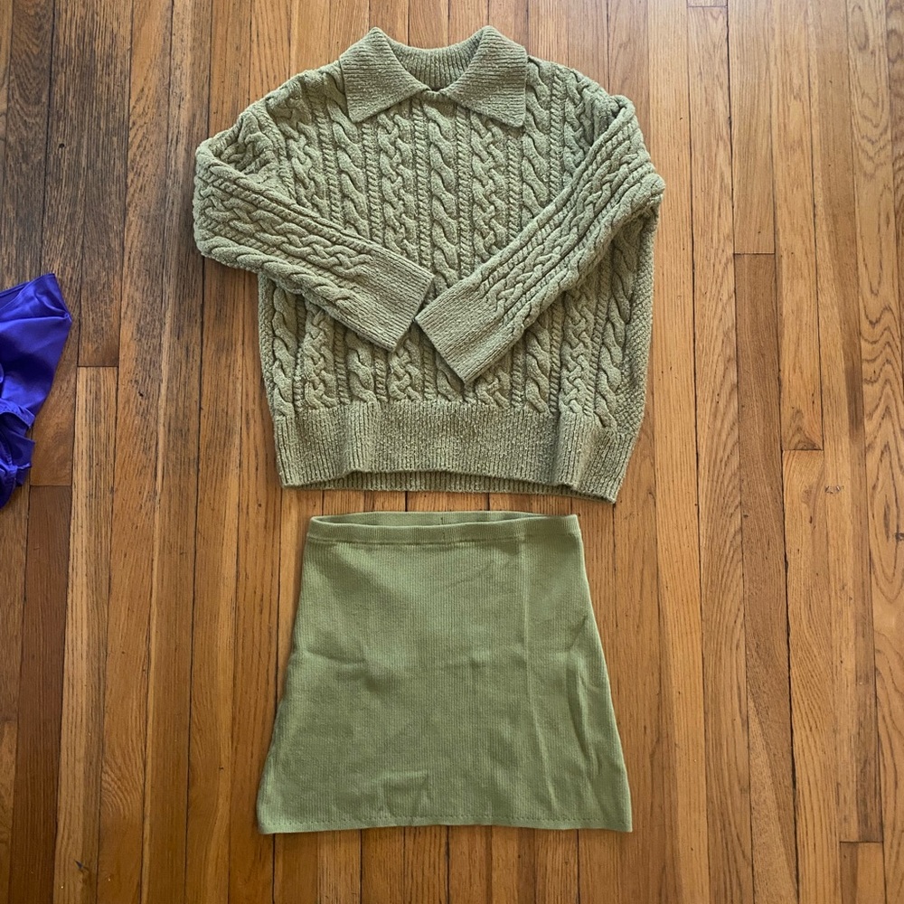 Cable Knit Sweater and Skirt Set Free People